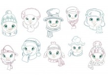 Stickserie - Herr & Frau Schneemann Line Art